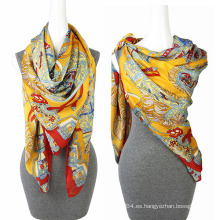 Moda de impresión de gasa 100 de seda de raso cuadrado bufanda cuadrada bufanda